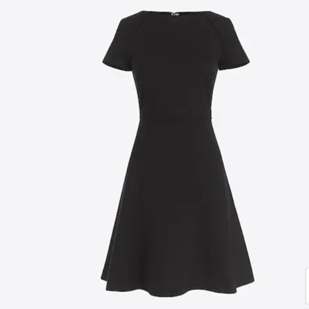 J Crew Black Ponte Knit Short Sleeve Flounce Dress Size 20